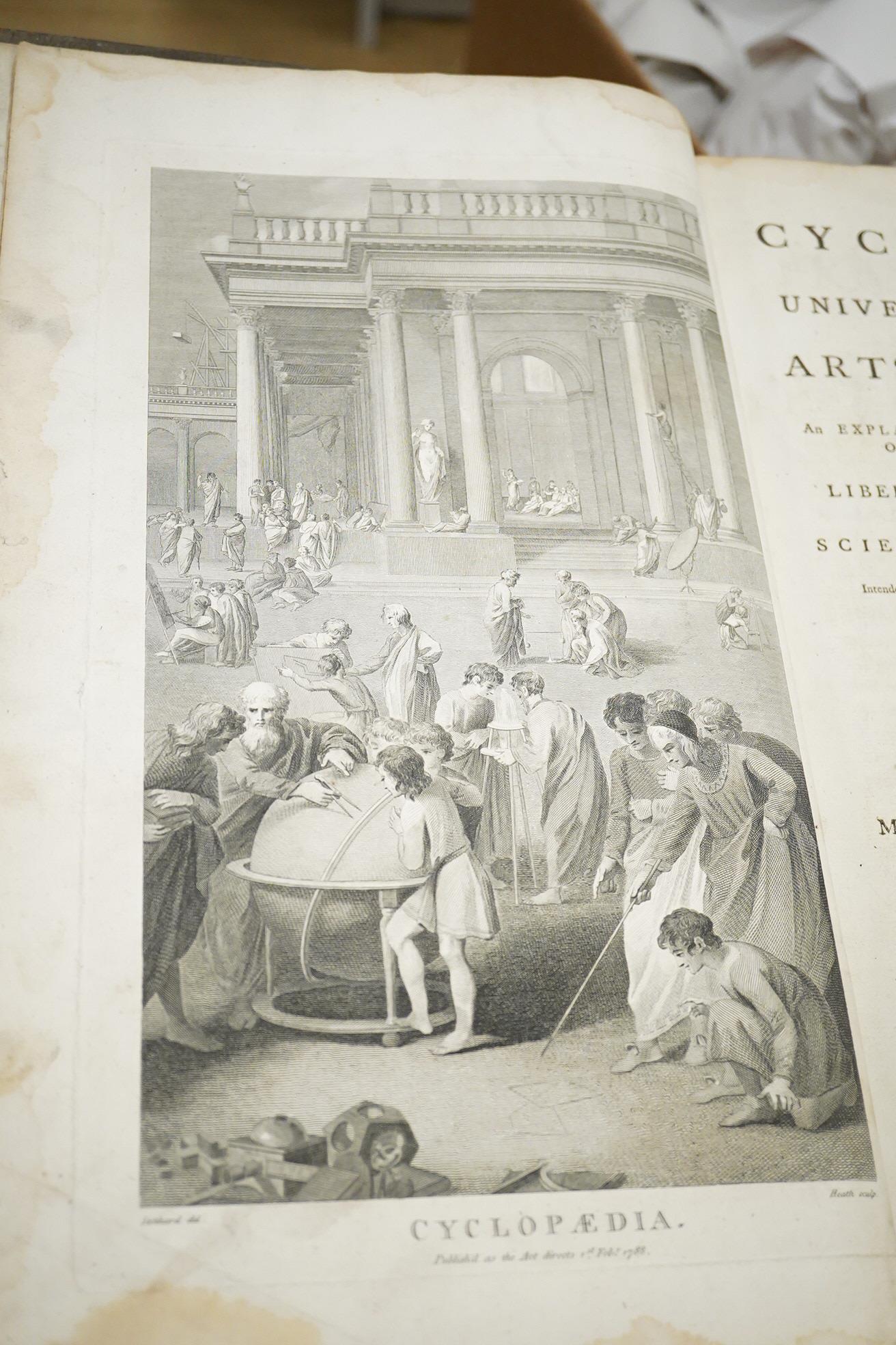 Chambers, Ephraim - Cyclopaedia: or, an Universal Dictionary of Arts and Sciences ... With the Supplement and Modern Improvements ... by Abraham Rees. 4 vols. and the plates vol. mixed editions. frontis. and 148 plates;